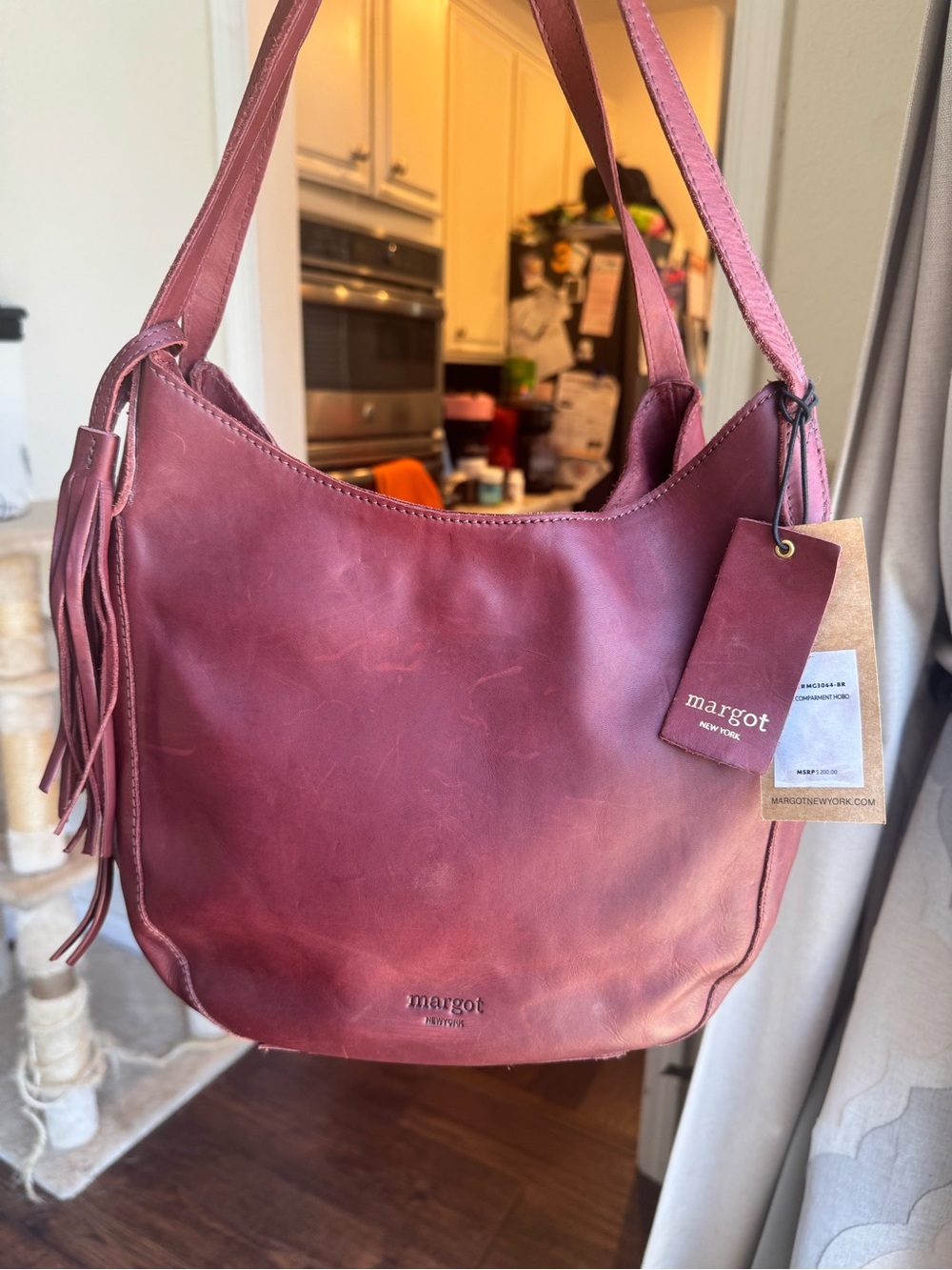 Margot OxBlood Leather Hobo Bag